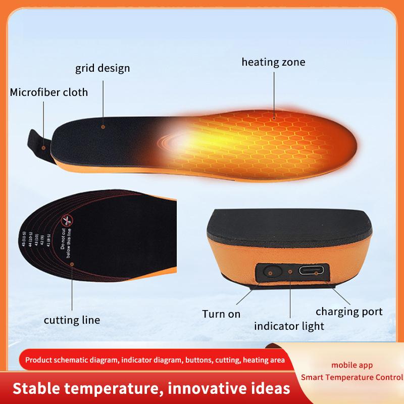 Inteligentne podgrzewane wkładki do butów z szybkim ładowaniem USB, wodoodporne podgrzewacze 3-stopniowe do narciarstwa, wędrówek i sportów zimowych
