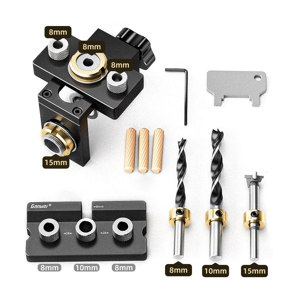 Aluminum Alloy Woodworking Pocket Hole Jig 3 in 1 Drilling Guide Locator Adjustable Woodworking