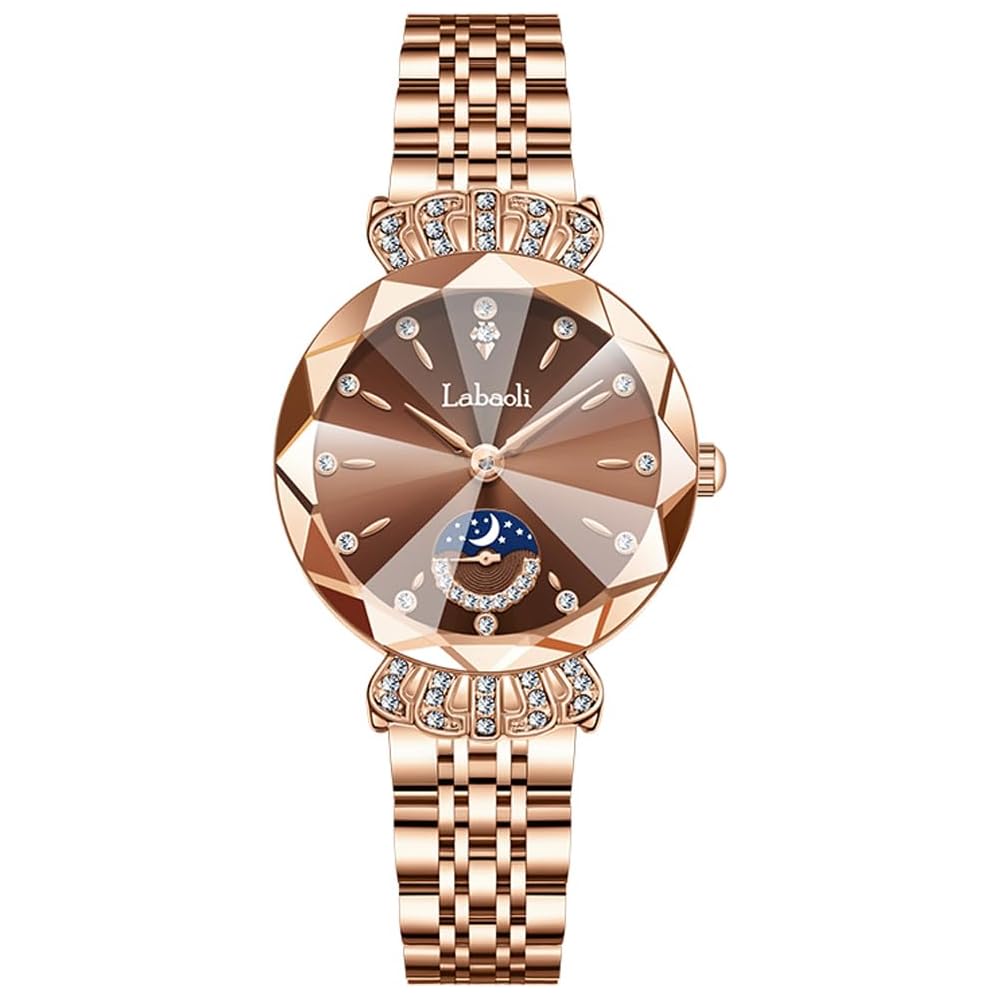 Rose Gold Crystal Women s Watch Waterproof Stainless Steel Elegant Business Style Cute Gift for Her