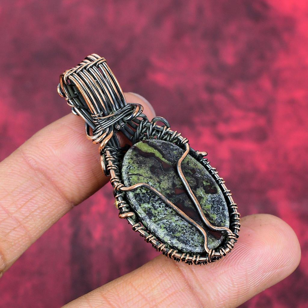 Dragon bloodstone pendant copper wire wrapped pendant handmade copper jewelry genuine gemstone pendant wire weaving jewelry engagement gifts