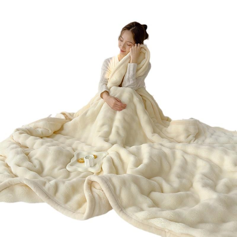 Luxurious Rabbit Fur Plush Blanket - Thick Milk Velvet Sofa Throw & Shawl