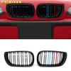 For BMW 3 Series E46 4 Door 2002-2005 Car Front Bumper Grilles Racing Grill Kidney Dual Line Grills Gloss Black Grille