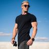 Men's Red Curved Hem Slim Fit T-Shirt Casual Short Sleeve Crew Neck Top