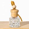 Empty Hanging Car Diffuser Bottles with Natural Wooden Lids Clear Glass Reusable for Homemade Car Air Fresheners