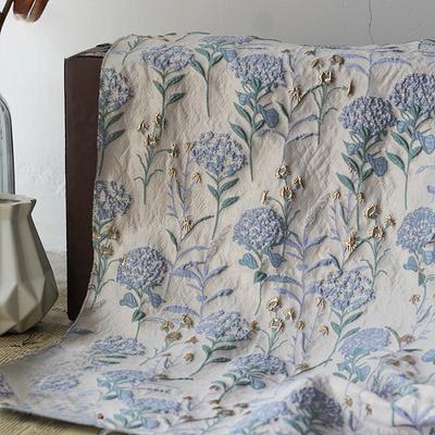 Blauwe Paardenbloem Goud Zijde Jacquard Garengeverfd Stof Eenvoudig Elegant 3D Jacquard Stof 90cmx140cm