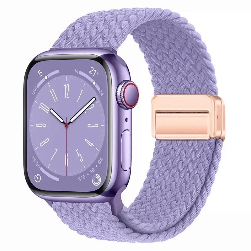 Nylon Braided Loop Strap for Apple Watch Ultra2 49mm 9 8 7 45 41mm Metal Magnetic Bracelet Wristband for 6 5 4 3 SE 44 40mm Band