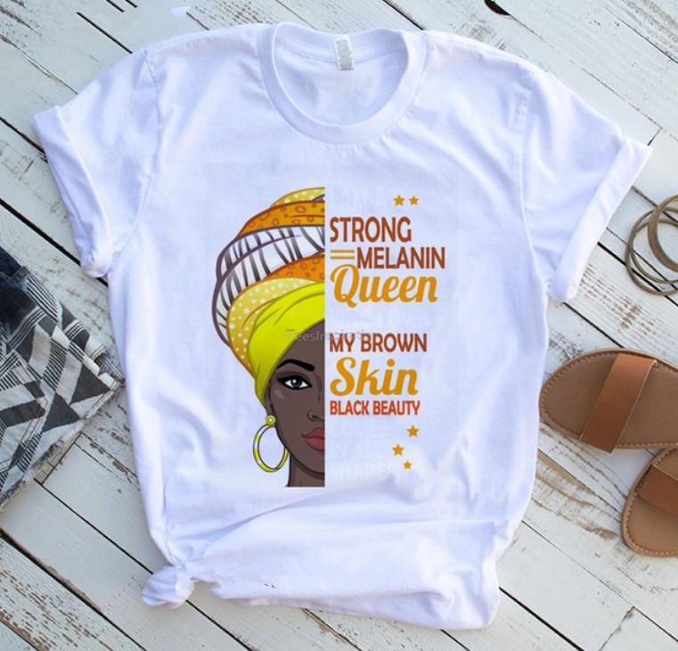 Fashion Vintage Casual Queen Print Ladies T-Shirt Summer Loose Short Sleeve White Women's Tops Graphic T Shirts Female Clothing