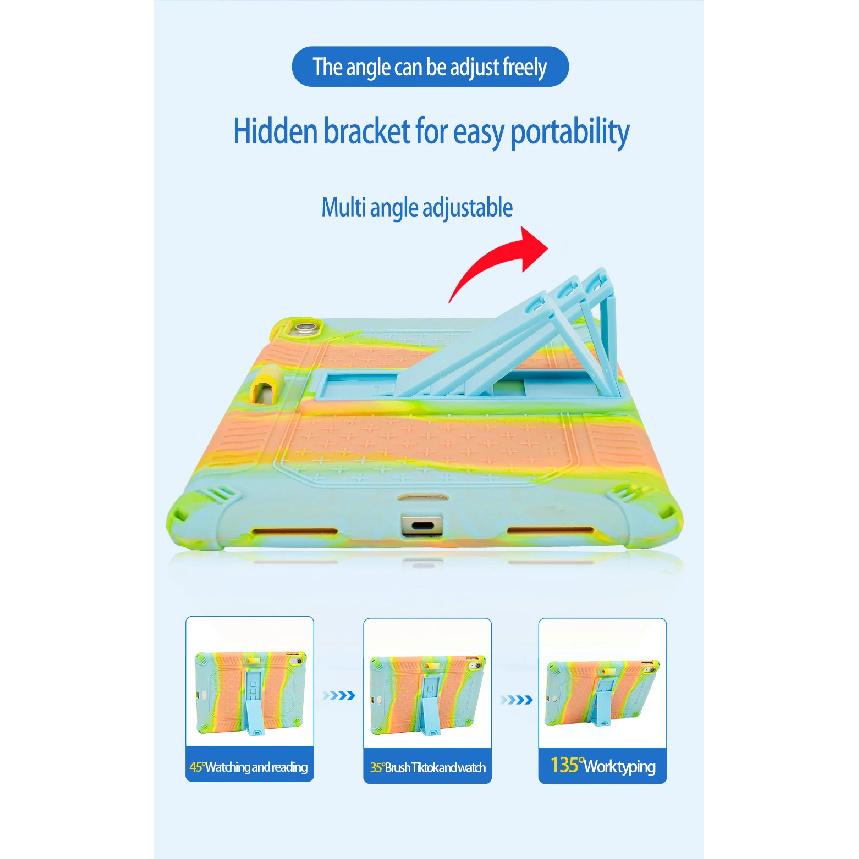 Soft Silicone Case Universal For iPad 11" 2025 A16 11th 10.9 2022 10th Geneneration Adjustable Stand Cover With Shoulder Strap
