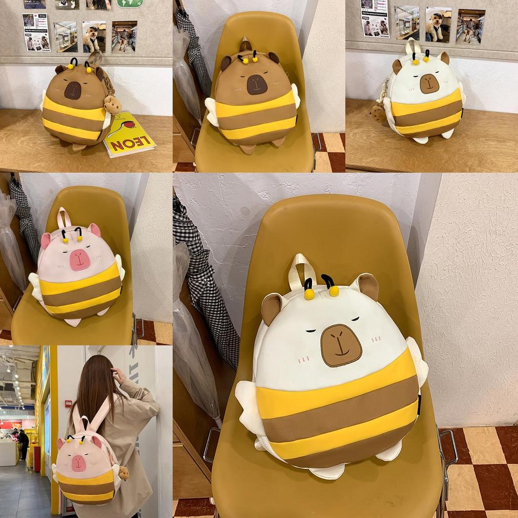 Nylon Cute Honeybee Backpack With Embroidery For Casual Travel And Student Use
