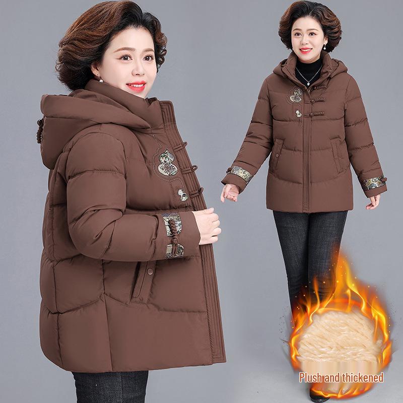 

Mom s Cotton Jacket: Women s 2025 New Winter Style, Non-Bulky, Cotton Padded for Middle-Aged & Elderly, Autumn & Winter Chinese New Year Edition. XL (106-115 lbs)