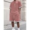 Conjunto Informal Casual de Hombre de 2 Piezas con Camiseta y Pantalones Cortos Talla Grande Holgado Conjunto Deportivo de Manga Corta y Pantalones Cortos Ropa de Vacaciones para Hombre