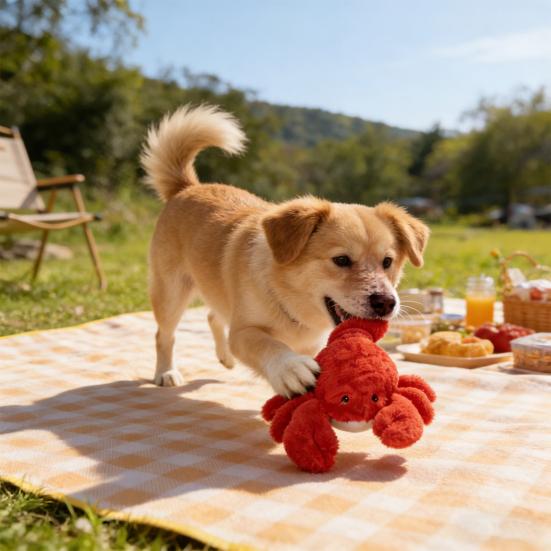 Brinquedo de Corda para Cachorro em Formato de Lagosta com Apito Brinquedo de Corda de Algodão Pelúcia para Mastigar Dentição Brincadeira Interativa Essencial para Cães Médios e Grandes