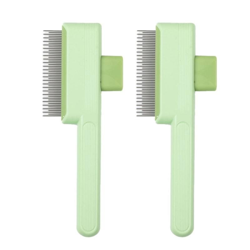 SelfCleaning Pet Detangling Brush Fine Teeth Hair Comb For Small to Large Dog Loose Furs Deshedding Grooming Tool 2pcs