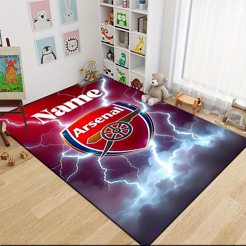Custom Name "Thunderstorm Arsenal Crest" Carpet Rug Customizable Soft Washable Anti-Slip Home Living Room Sofa Mats Personalized Rug. 0909422