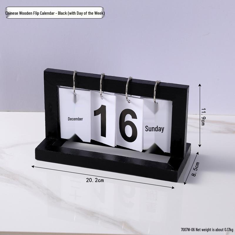 Creative Wooden Flip-Page Perpetual Desktop Calendar – INS Style, Simple Disassembly, Ideal for Office Decor.