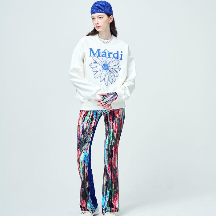 [Mardi mercredi] Sweatshirt Flowermardi_white Vividblue