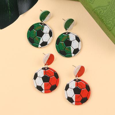Fashion New Acrylic Football Soccer Pendant Dangle Stud Earrings for Woman Girls Temperament Drop Earrings Jewelry Ear Ring