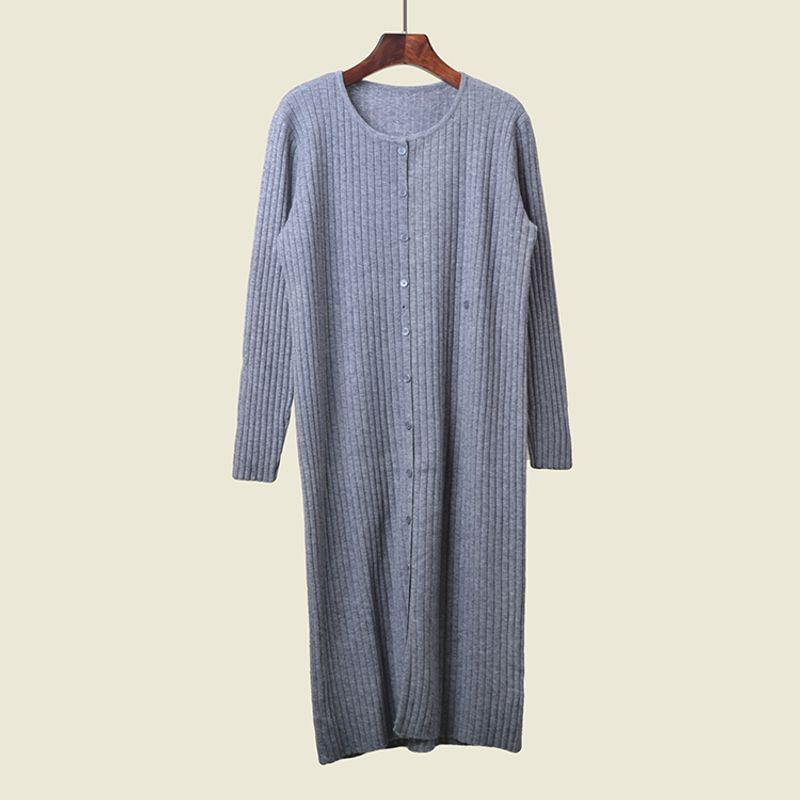 

Fashion Style H-Shaped Casual Dress Single-Breasted Pure Color Small Loose Knitting High Elastic Dress Gray One size