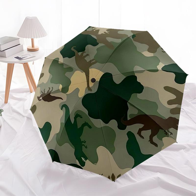 1pc Dinosaur Camouflage Pattern Umbrella with Plastic Handle,Compact & Stylish,Cartoon Pattern,Outdoor UmbrellaPT392