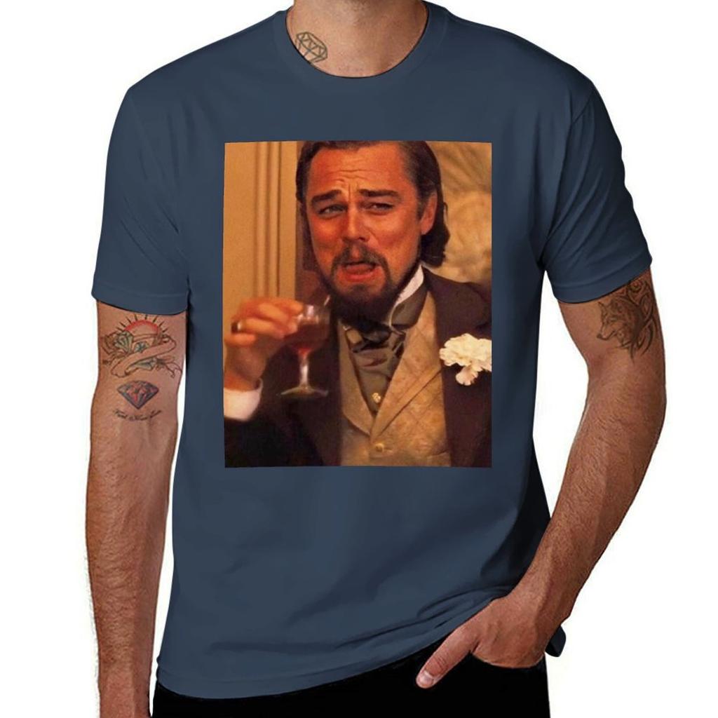 Zabawny T-shirt Di Caprio męski t-shirt czarny bawełniany t-shirt gładki dla mężczyzny pakiet zabawne t-shirty męski T-Shirt