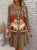 2026 Autumn/winter European and American Style Loose Casual Dress, 3D Leopard Print, Plus Size Dress
