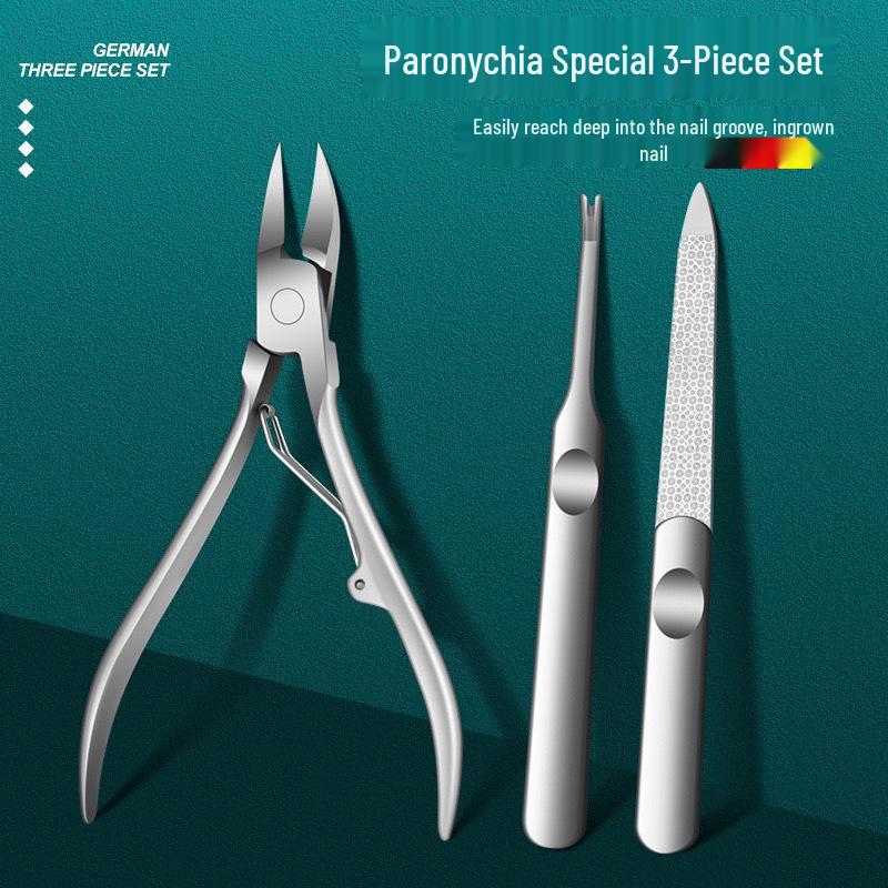 Stainless Steel Nail Care Set: Clipper, File, Cuticle Nipper, Ingrown Corrector, Pliers, Knife