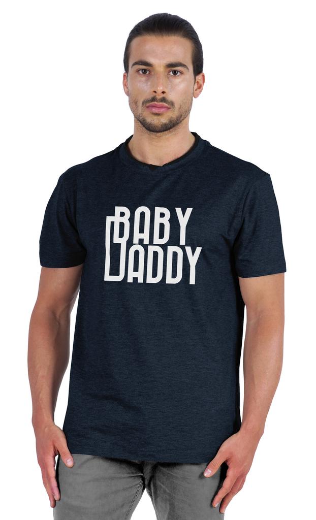 Inkmeso Men  s Graphic Quote   Baby Daddy   Tshirt For Dads Round Neck with V Cut