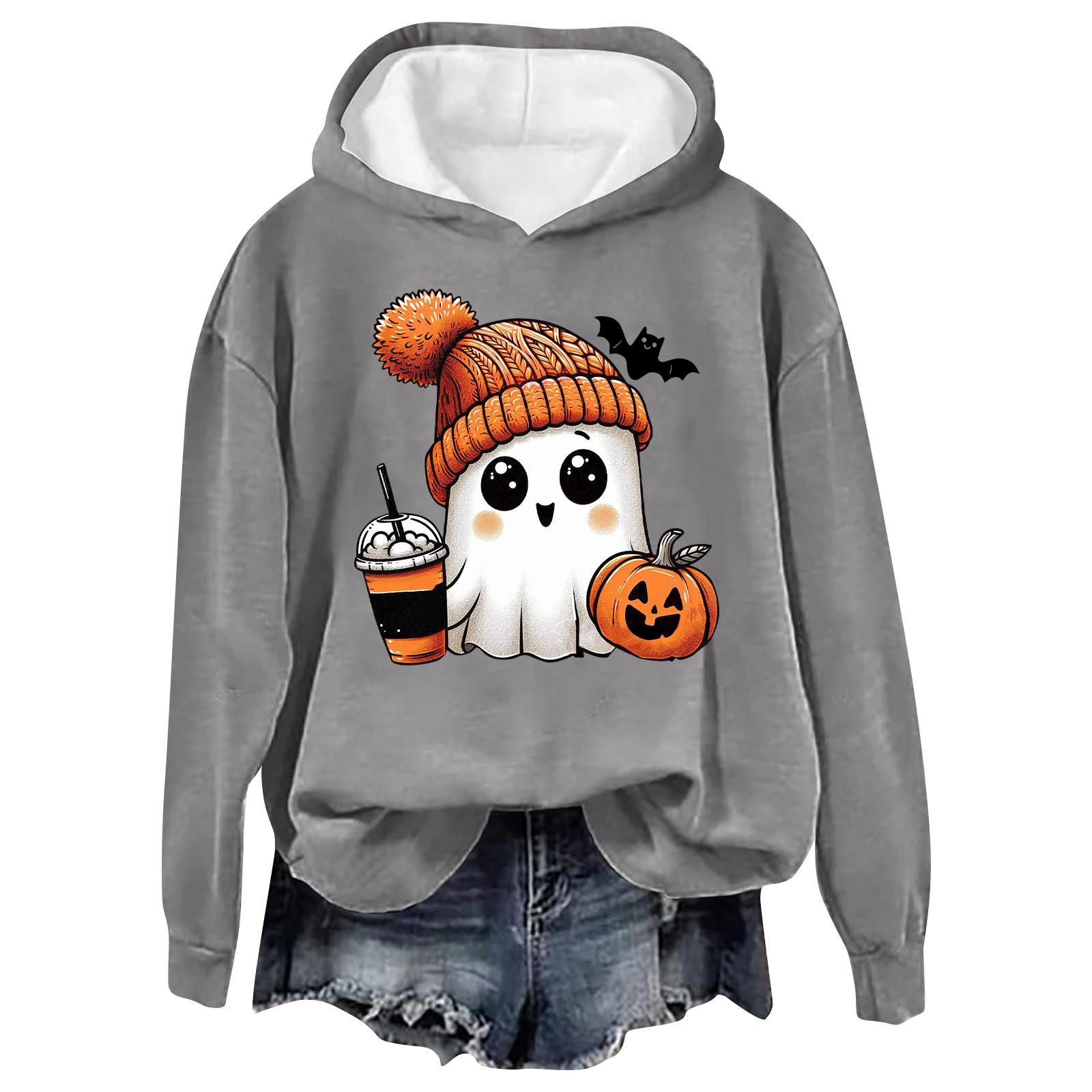 

Женская модная повседневная толстовка с капюшоном и длинными рукавами с принтом букв на Хэллоуин L