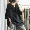Southeast Asian Autumn Fashion Loose T-shirt Women's Solid Color Five-quarter Sleeve Plus-size Top for Women