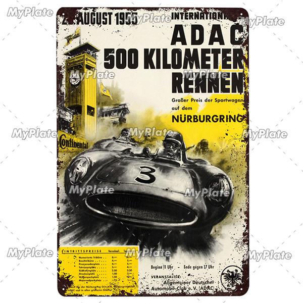 24 Heures Du Mans Metal Sign Vintage Plaque Tin Sign Wall Decor For Bar Pub Metal Crafts Retro Racing Car Poster Custom