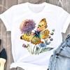 Women's Cute Butterfly Print Short-sleeved T-shirt, European Clothing Top, Graphic T-shirts Summer Streetwear Aesthetic Clothes
