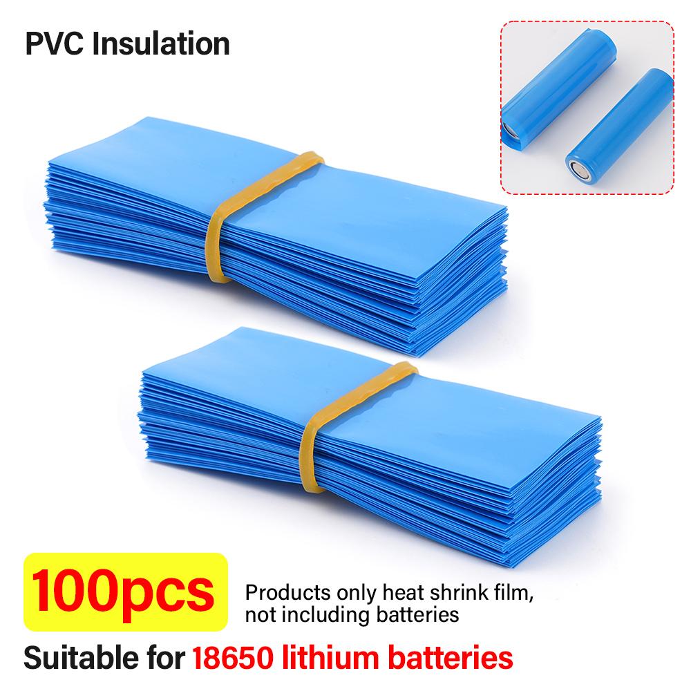 50Pcs Flat PVC Heat Shrink Tubing Battery Wrap For 18650 Lithium Battery Heat Shrink Tube Assorted Kit Self-Adhesive Insulator