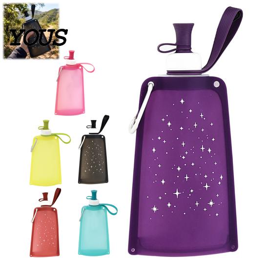 Leakproof Outdoor Flask 500ML Collapsible Silicone Water Bottle, Portable Folding Drinking Bag, Lightweight Travel Bottle Pouch with Lanyard