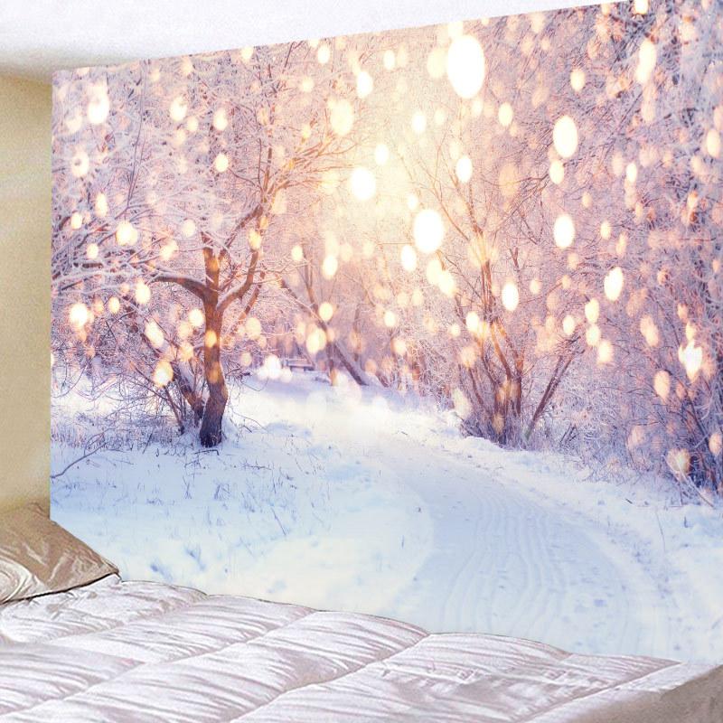 Snowy Pine Forest Tapestry for Living Room and Bedroom Wall Decor - Soft and Cozy Home Decor with Easy Installation