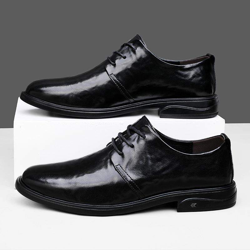 British Style Men Formal Dress Footwear Genuine Leather Oxford Shoes Fashion Pointed Men Business Shoes Formal Office Walk Shoes
