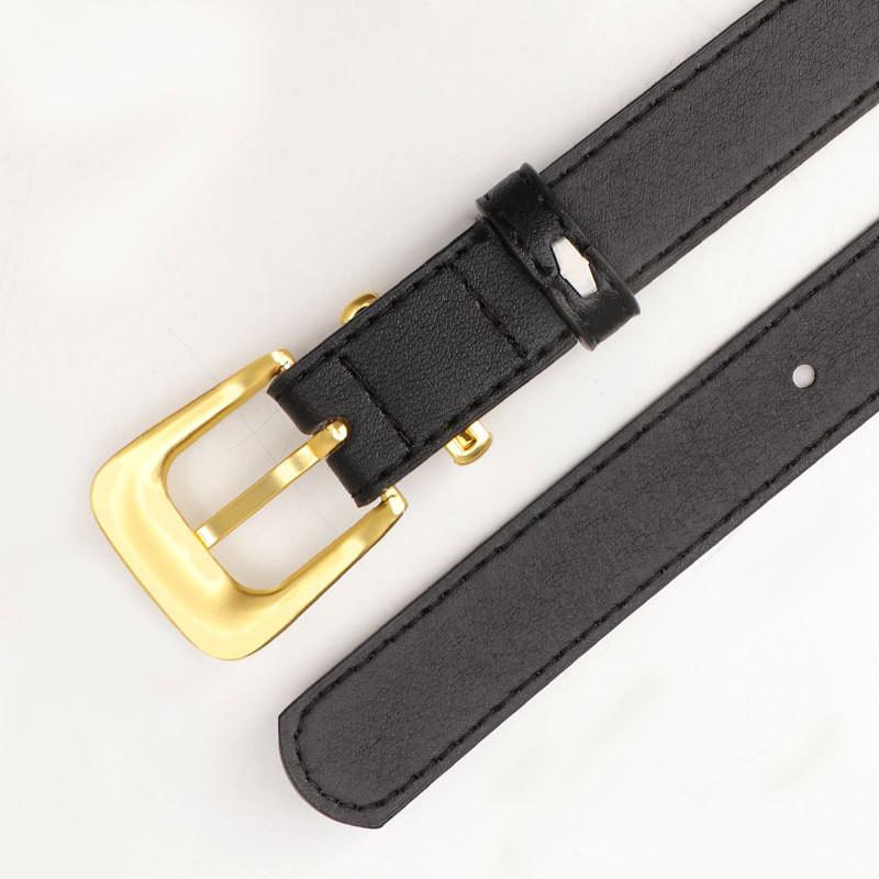 Womens Fashion Faux Leather Belt With Metal Pin Buckle High End No Pattern Waistband For Office