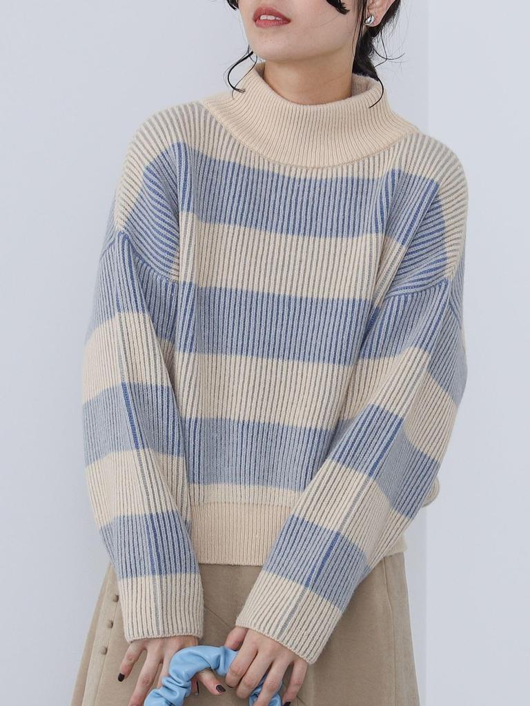 Strick-Farbschema Border Knit IVORY Einheitsgröße [Beams Heart] L/S Damen