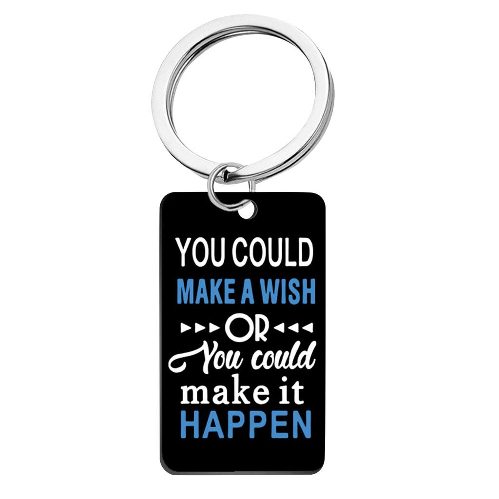 Stainless Steel Inspirational Quote Keychain There Is No Elevator To Success You Have To Take The Stairs Motivational Key Ring Durable Metal Pendant