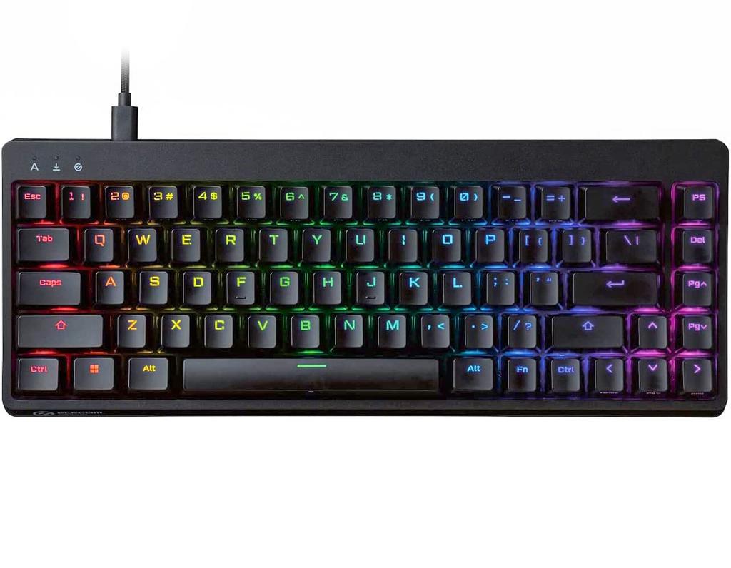 ELECOM VK300S Gaming Keyboard Silver Speed USB V-custom (US Layout), Wired, RGB, Tenkeyless, 65% Mechanical, Switches, Linear, Port, Black,