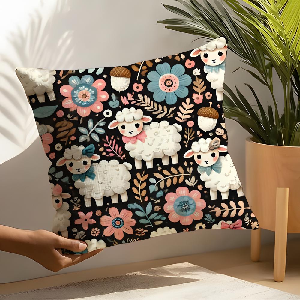 Natural Simple Flower Decoration Pillow Case Linen Cushion Covers For Decorative Sofa Home Pillows Case Car Chair Pillows Cases