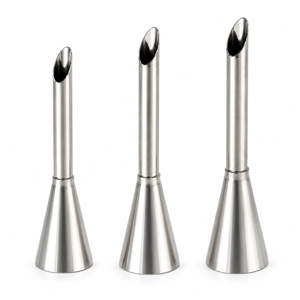 Cream Injector Nozzle Stainless Steel S/M/L Angled Filling Tip for Cupcakes Donuts Cream Puffs and Pastry Baking Decorating