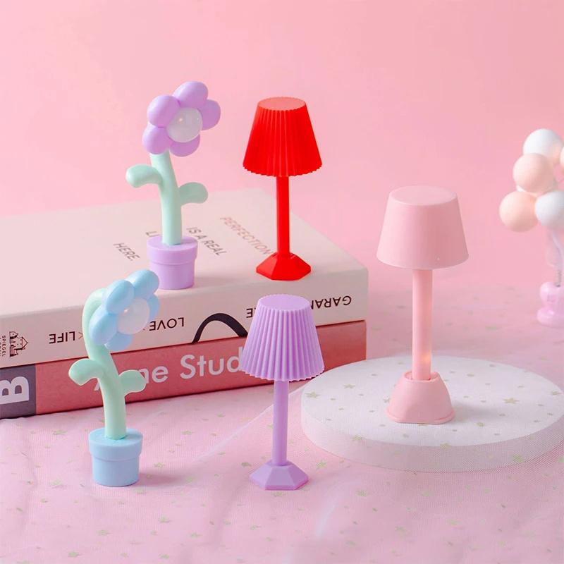 1:12 Dollhouse Miniature Led Night Light Floor Lamp Mini Desk Lamp Home Lighting Model Decor Toy Doll House Accessories