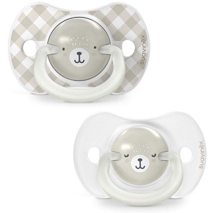 Lot de 2 sucettes symétriques - SUAVINEX - Night&Day Wild&Free - SX Pro - 0 a 6 mois - Gris