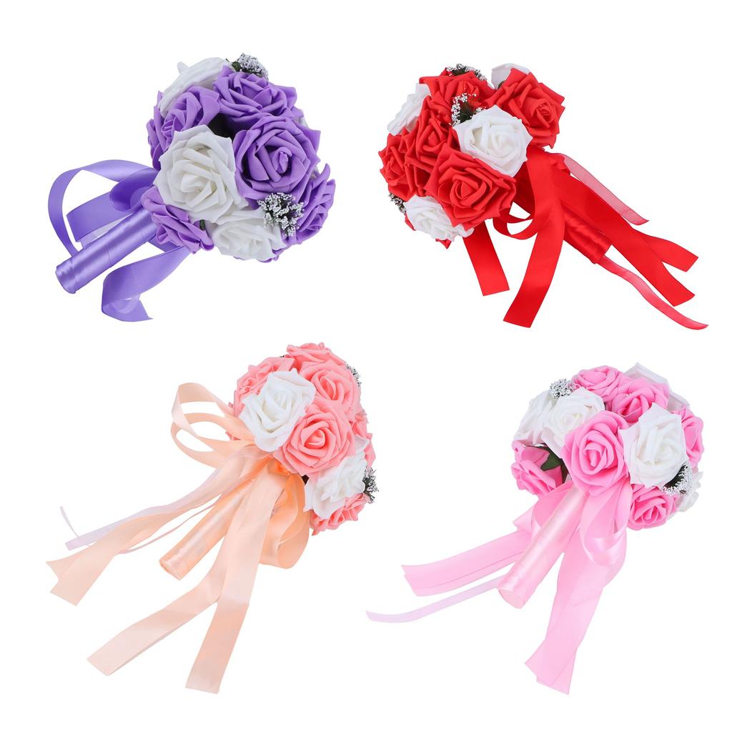 Bridal Bouquet PE Artificial Flowers Bunch for Wedding Stage Office Home Decoration