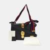 [Pre-Owned] Sylvie Gold Buckle Striped Web Satin Bow Wide Shoulder Strap Leather Handbag Crossbody Bag Shoulder Bag Small - Good #1BMMFOP