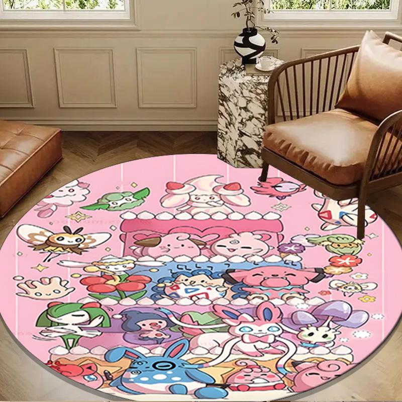Cute Pika Adventure Round Rug for Livingroom,Bedroom, Palyroom, Chair Rug, Area Rug, Circle Carpet, Large Size Fan Christmas Gift