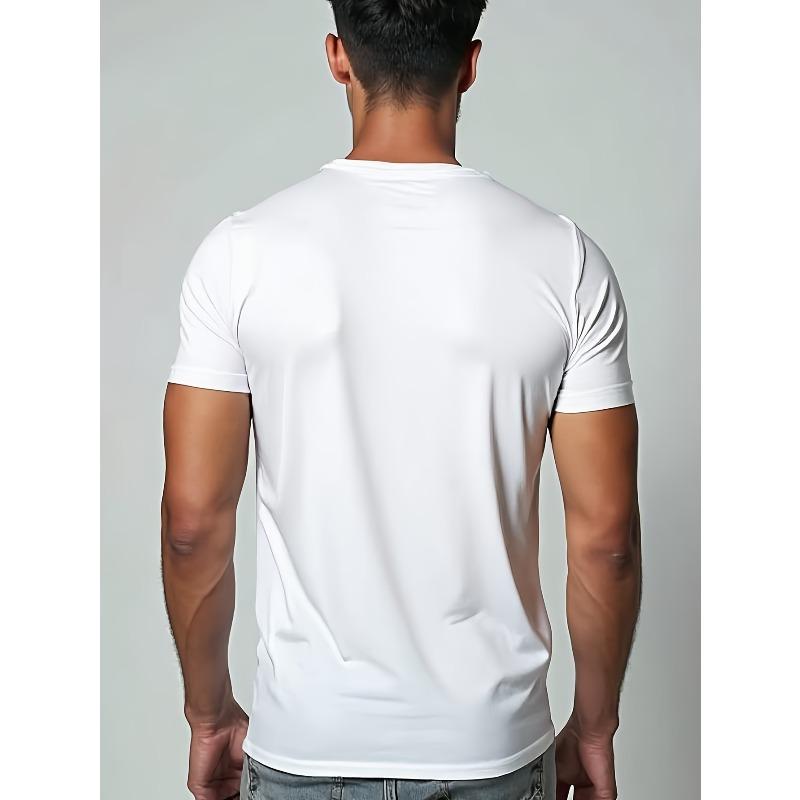 Rozmiary europejskie Męska koszulka - Nadruk nuty muzycznej i fali dźwiękowej, Oddychająca, Luźny krój, Codzienna odzież uliczna, Biała z czarnym wzorem przełącznika muzycznego dla DJ-ów