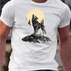 Men's Graphic T-Shirt Wolf Pine Tree Mountain Print Micro-Stretch Breathable Summer Casual Tee Men Clothing