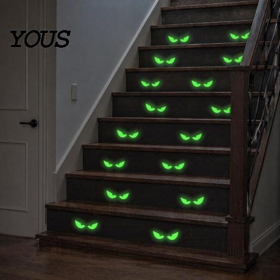 Glow In The Dark Stickers Halloween Demon Eye Wall Stickers, Scary Luminous Ghost PVC Eyeball Decals, Waterproof Self-Adhesive Horror Deco for