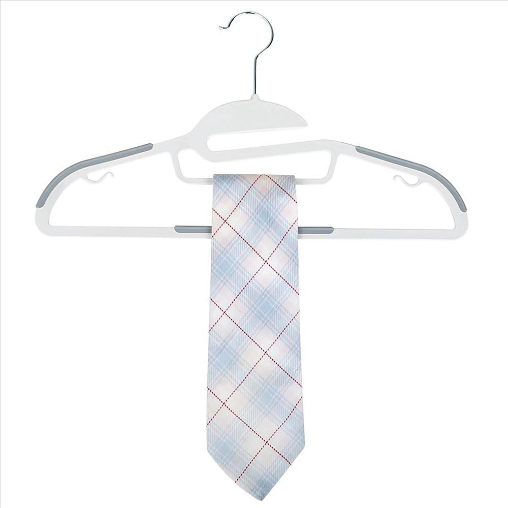 8 Pack S-Shape Non Slip Plastic Shirt Hanger with Tie Bar In White